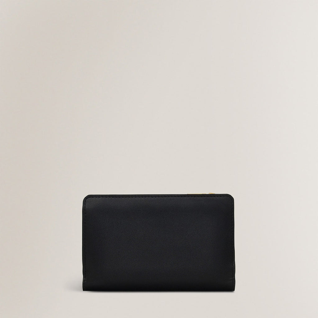Wild Roses Leather Medium Bifold Wallet in Black - S1877001