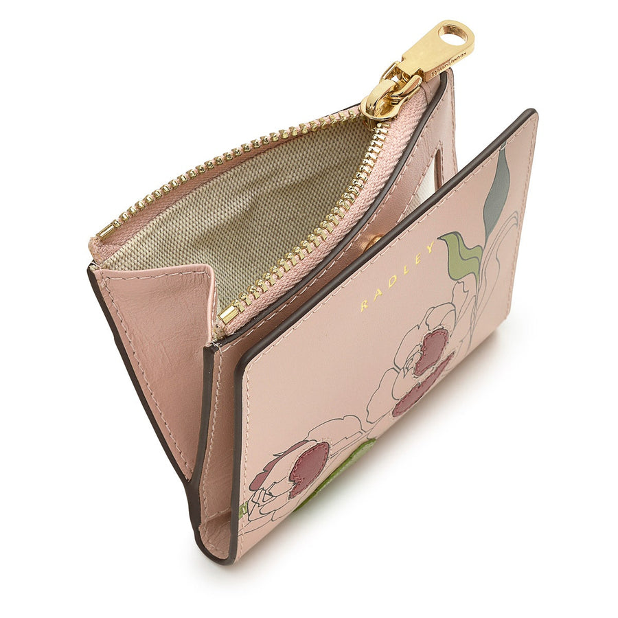 Wild Roses Leather Small Ziptop Coin Purse in Prairie Pink - S1878688