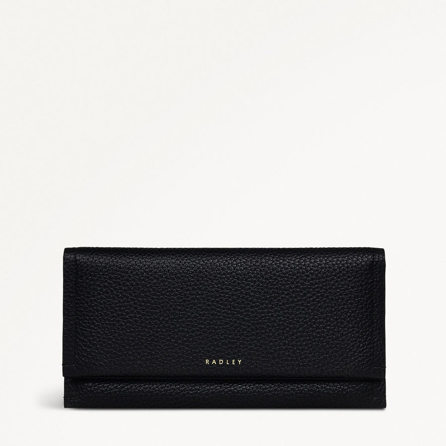 Oak Street Leather Large Flapover Wallet in Black - S1883001