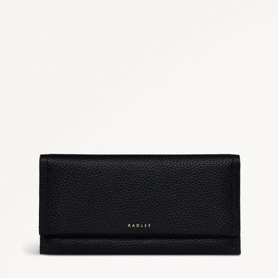 Oak Street Leather Large Flapover Wallet in Black - S1883001
