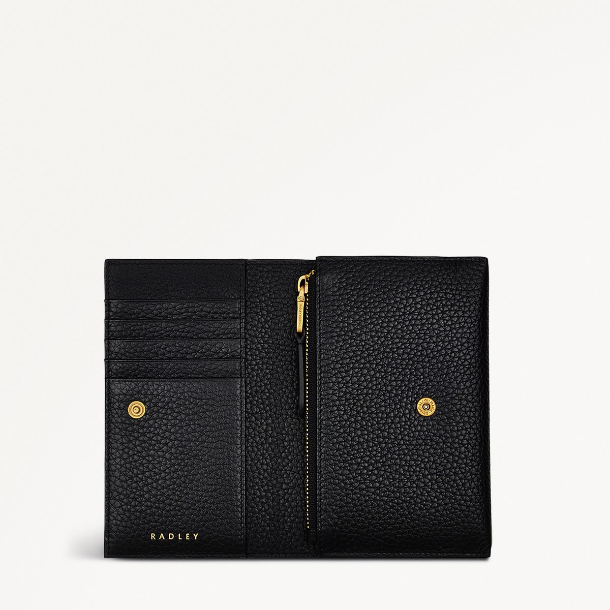 Oak Street Leather Medium Flapover Wallet in Black - S1887001