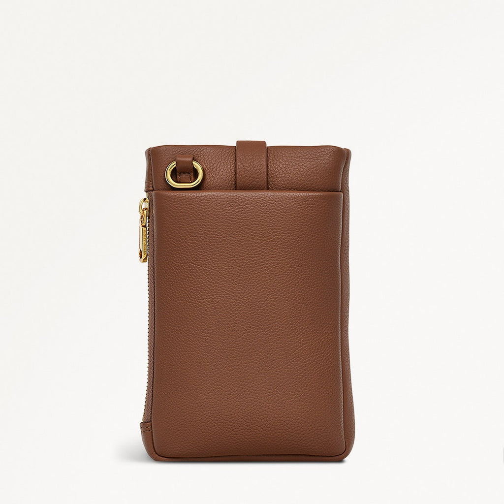 Mallow Street Leather Medium Phone Crossbody in Saddle - S1897211