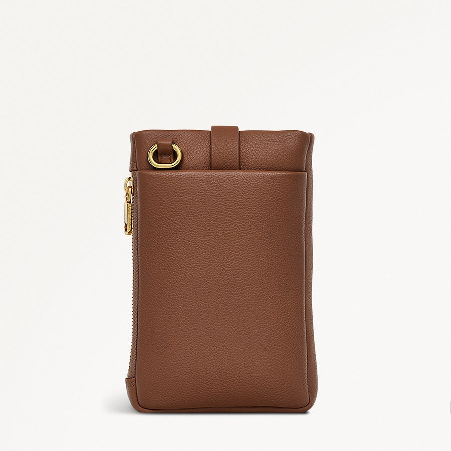 Mallow Street Leather Medium Phone Crossbody in Saddle - S1897211