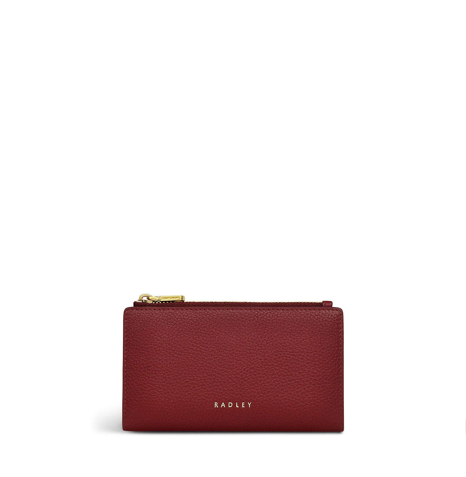 Coin Street Leather Medium Ziptop Wallet in Cranberry - S1926604