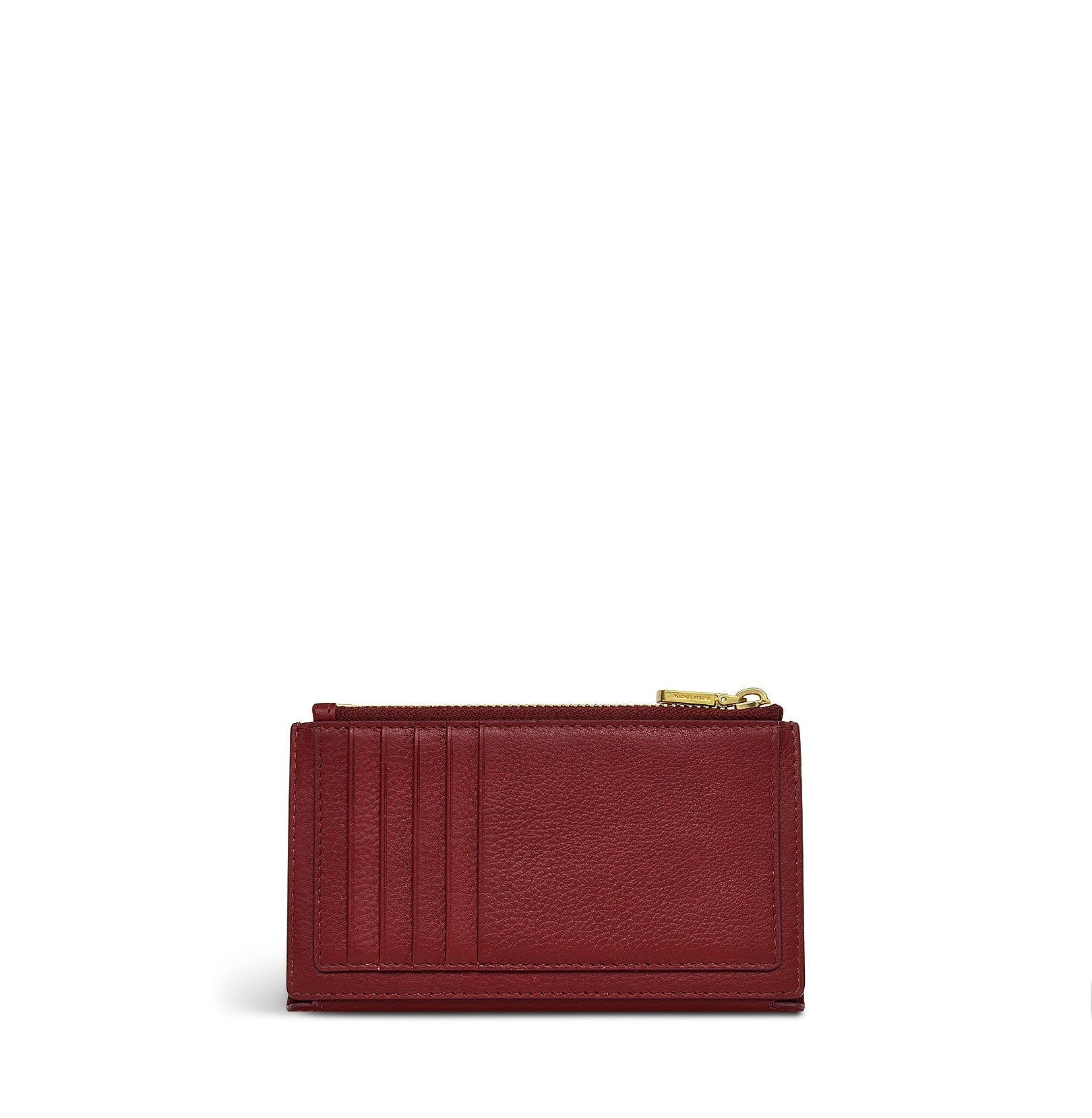 Coin Street Leather Medium Ziptop Wallet in Cranberry - S1926604
