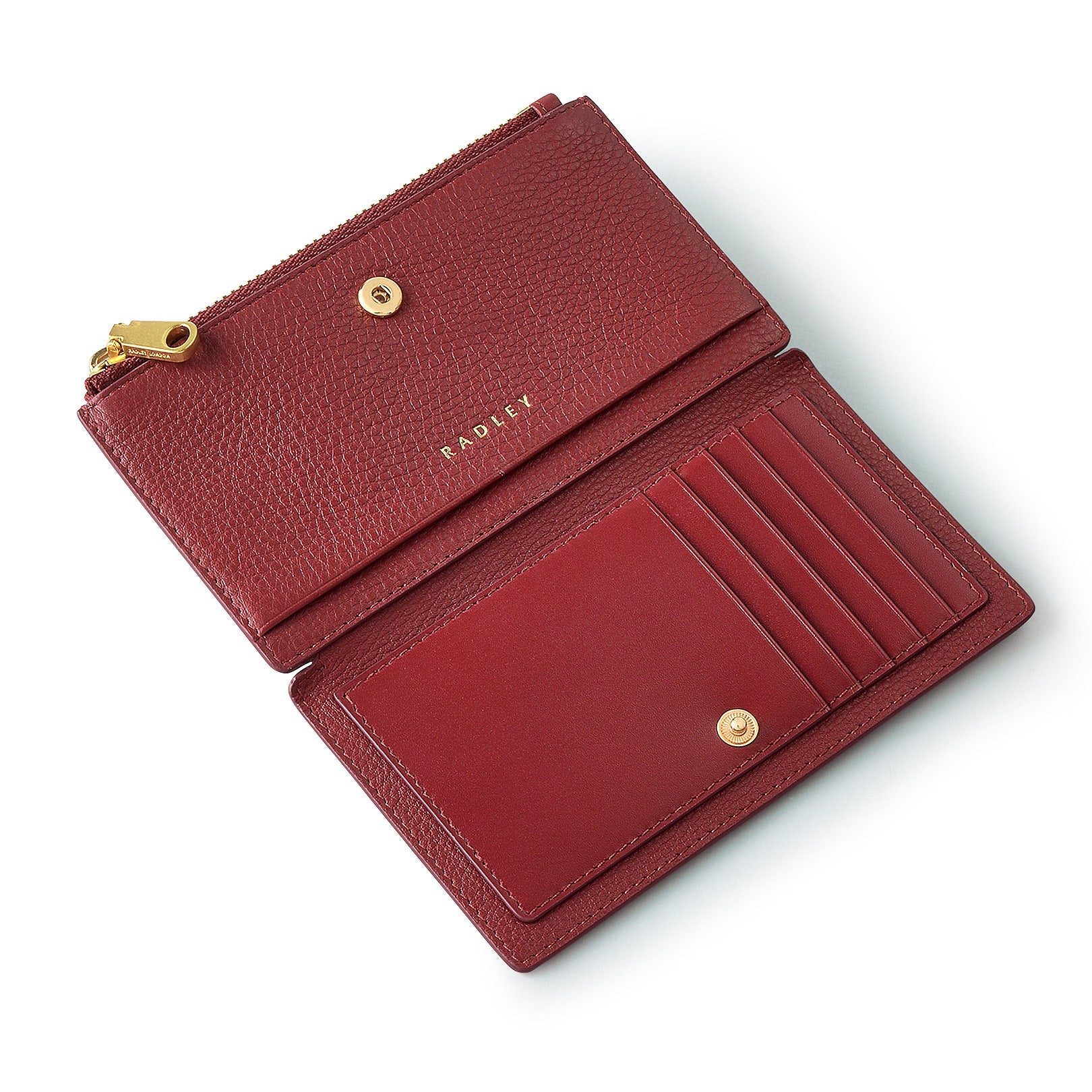 Coin Street Leather Medium Ziptop Wallet in Cranberry - S1926604