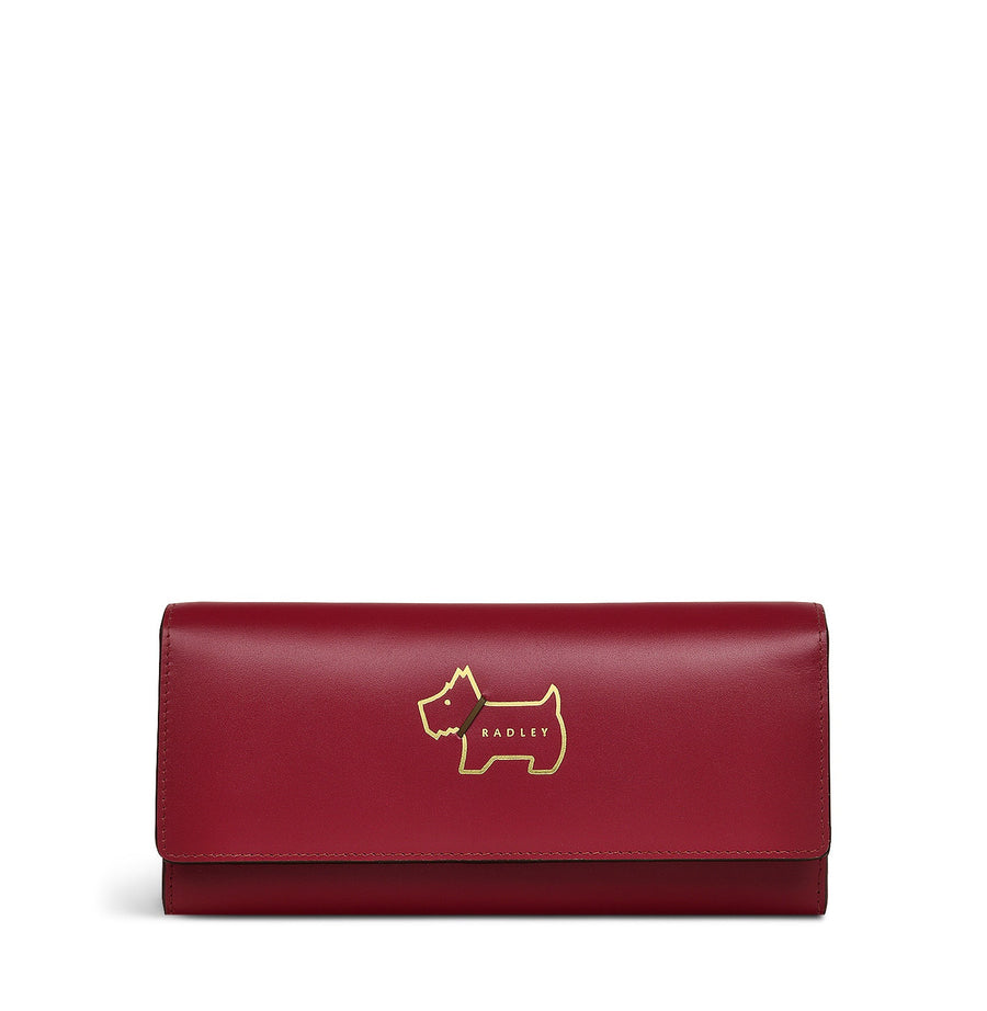Heritage Dog Outline Leather Large Flapover Wallet in Cranberry - S1945604