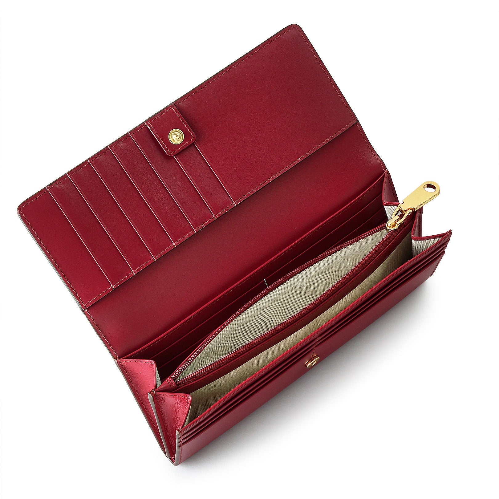 Heritage Dog Outline Leather Large Flapover Wallet in Cranberry - S1945604