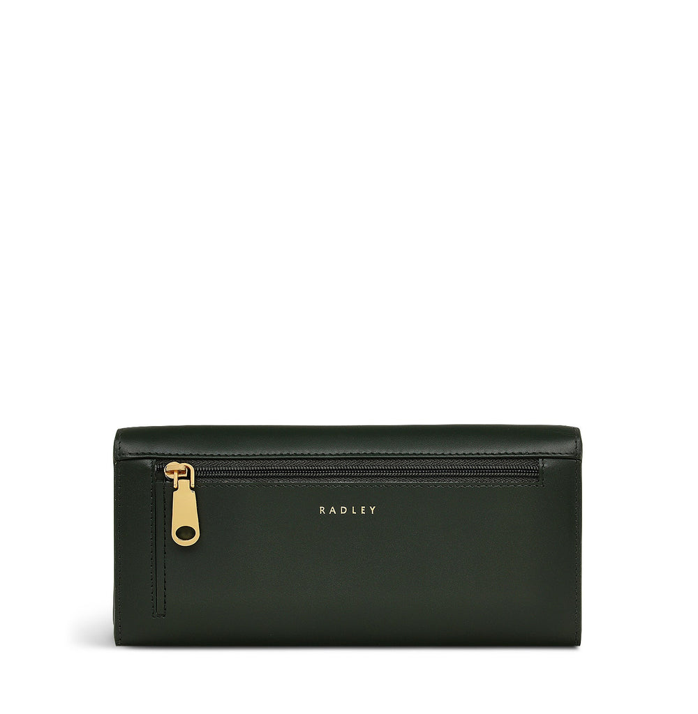 Heritage Dog Outline Leather Large Flapover Wallet in Racing Green - S1946302
