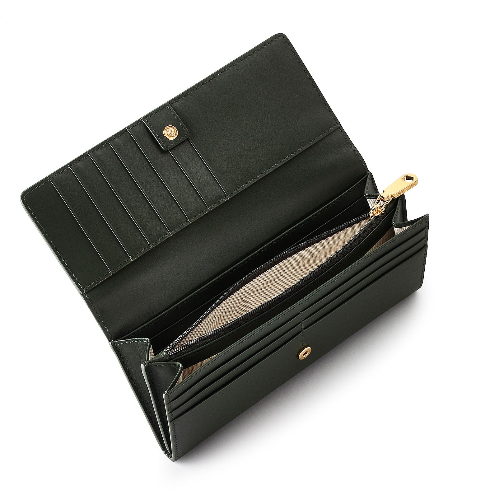 Heritage Dog Outline Leather Large Flapover Wallet in Racing Green - S1946302
