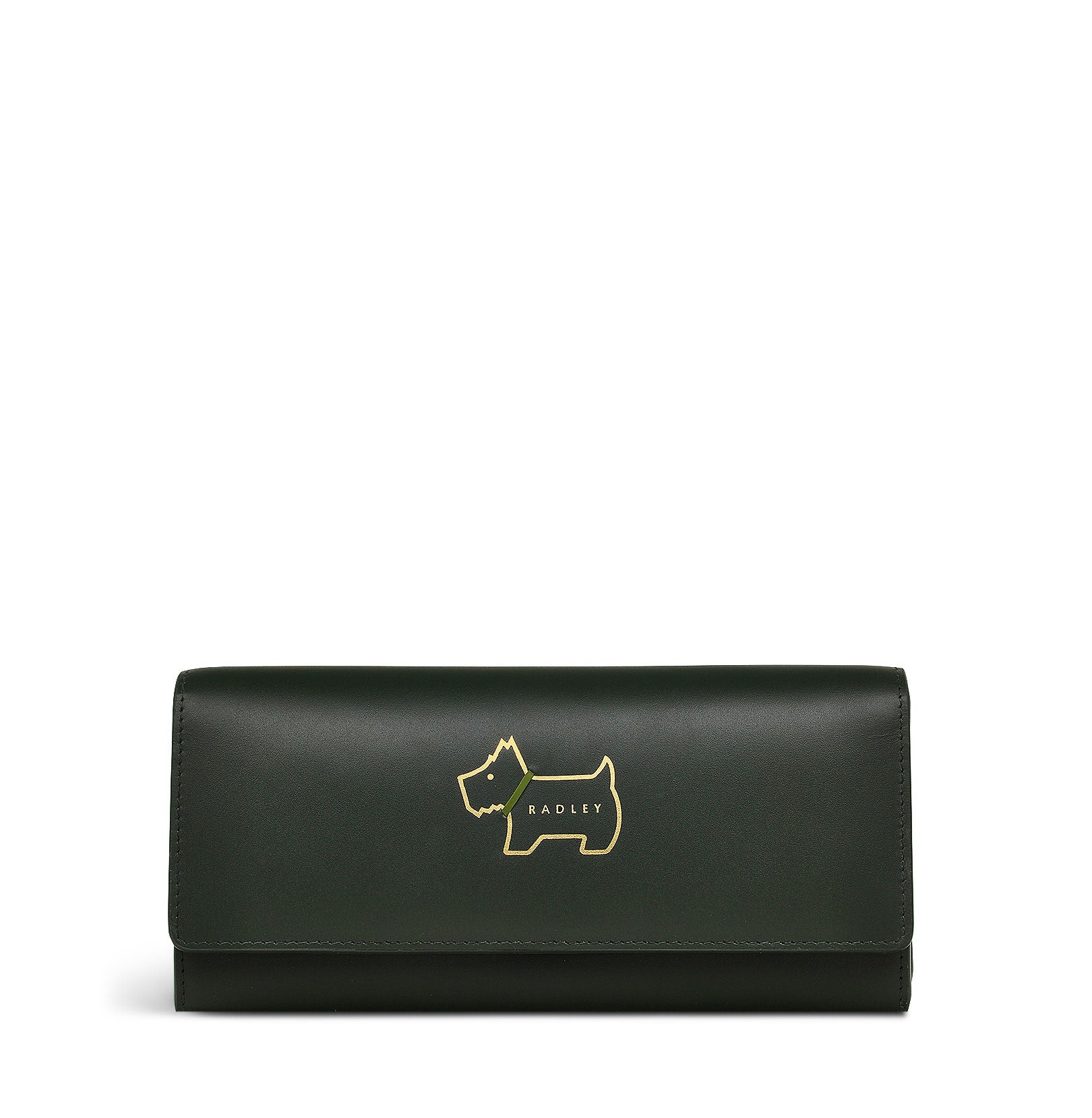 Heritage Dog Outline Leather Large Flapover Wallet in Racing Green - S1946302