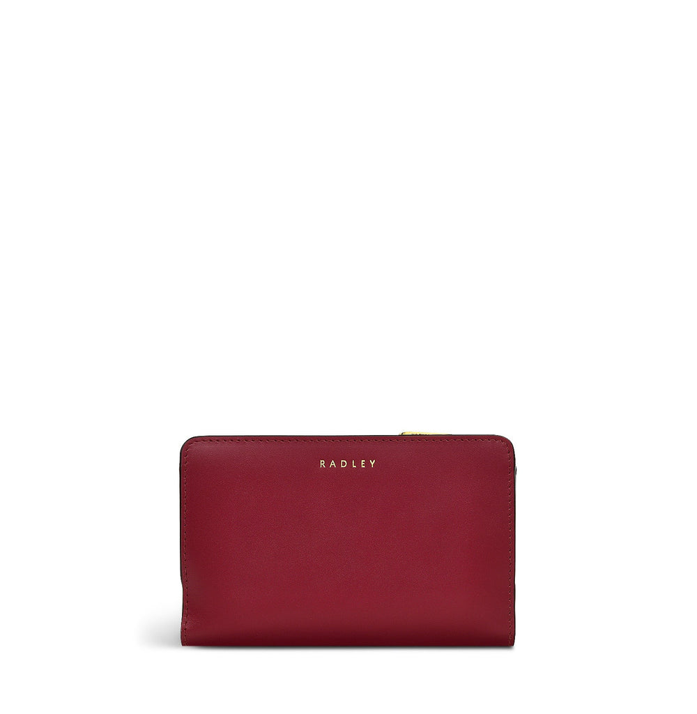 Heritage Dog Outline Leather Medium Bifold Wallet in Cranberry - S1947604