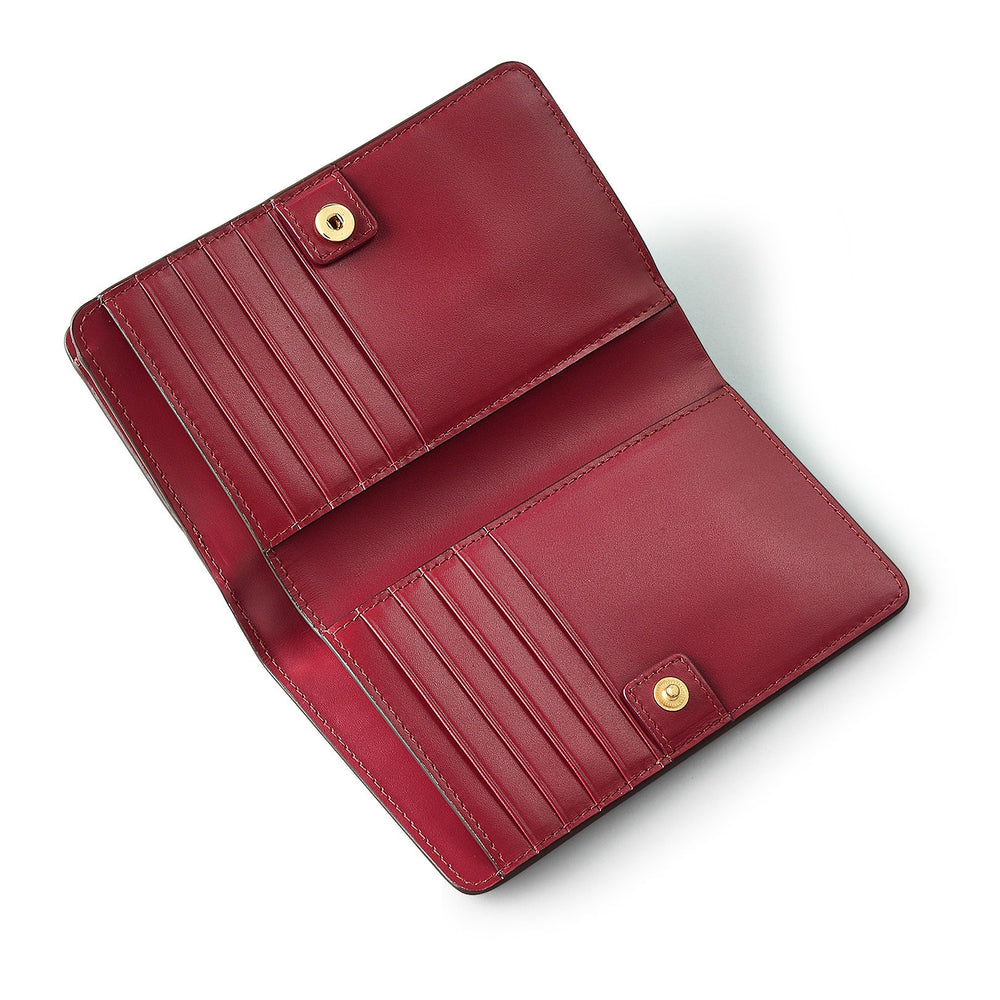 Heritage Dog Outline Leather Medium Bifold Wallet in Cranberry - S1947604