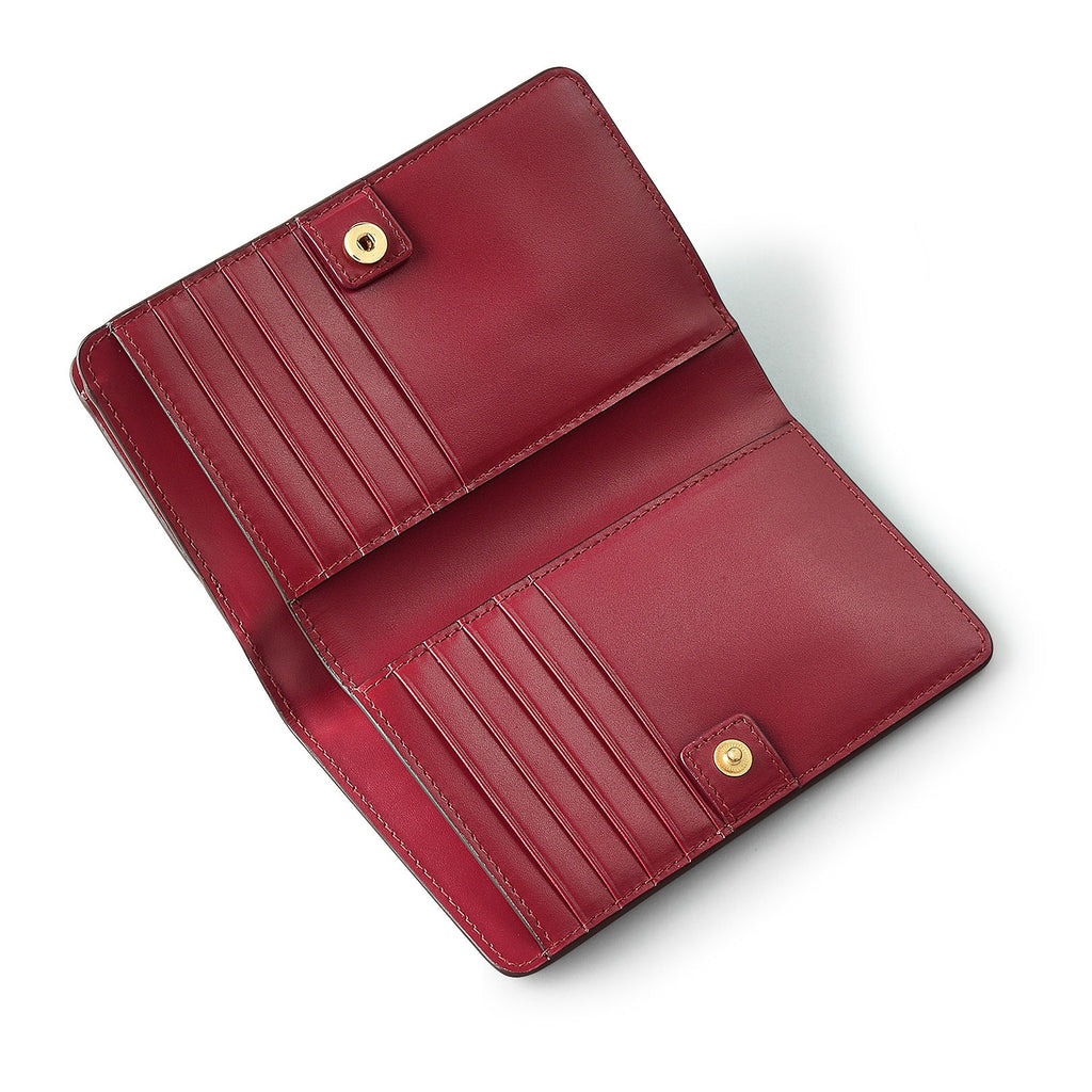 Heritage Dog Outline Leather Medium Bifold Wallet in Cranberry - S1947604