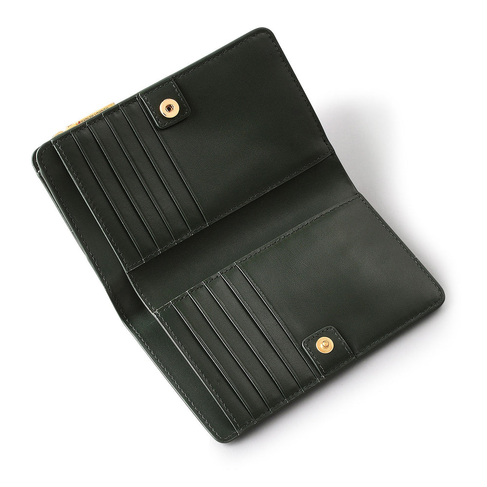 Heritage Dog Outline Leather Medium Bifold Wallet in Racing Green - S1948302