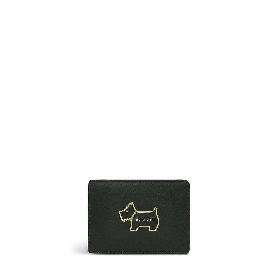 Heritage Dog Outline Leather Small Travelcard Holder in Racing Green - S1950302