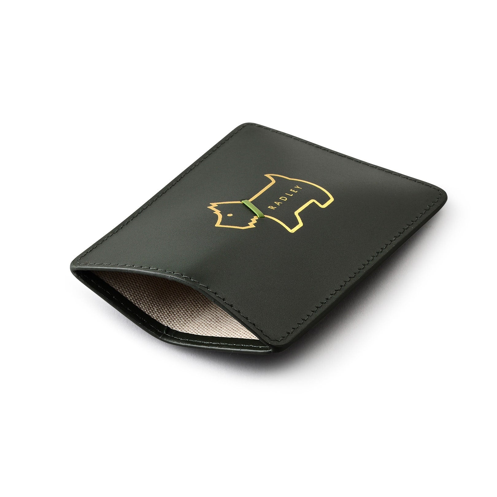 Heritage Dog Outline Leather Small Travelcard Holder in Racing Green - S1950302