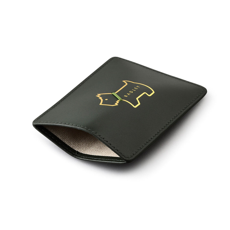 Heritage Dog Outline Leather Small Travelcard Holder in Racing Green - S1950302