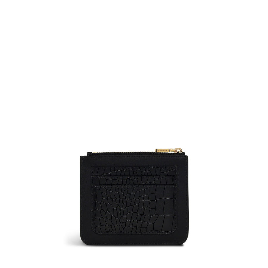 Mount Row Leather Small Ziptop Coin Purse in Black - S1970001