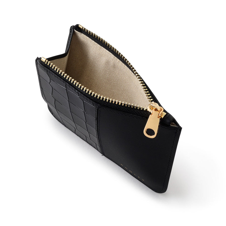 Mount Row Leather Small Ziptop Coin Purse in Black - S1970001