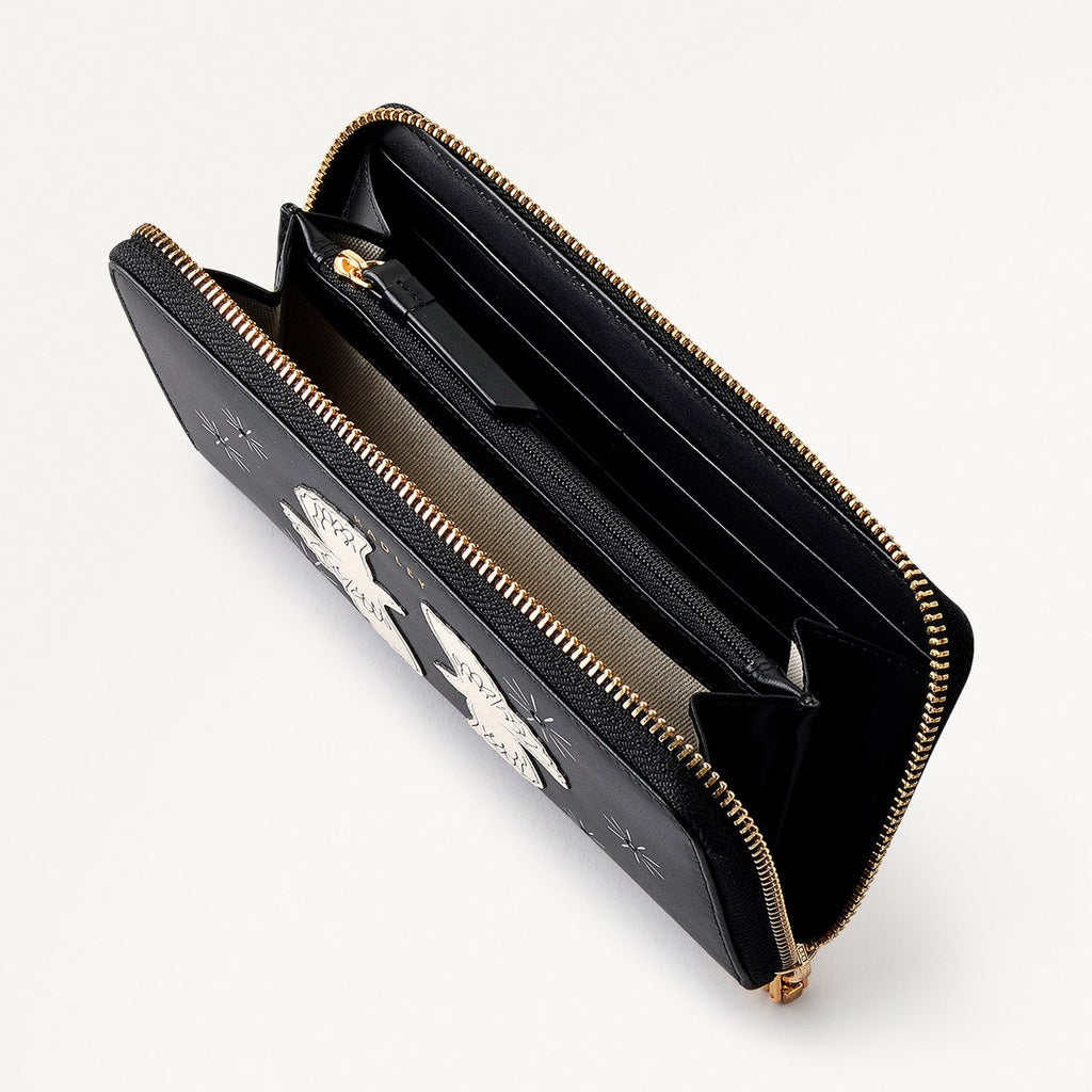 Two Turtle Doves Leather Large Zip Around Wallet in Black - S1971001