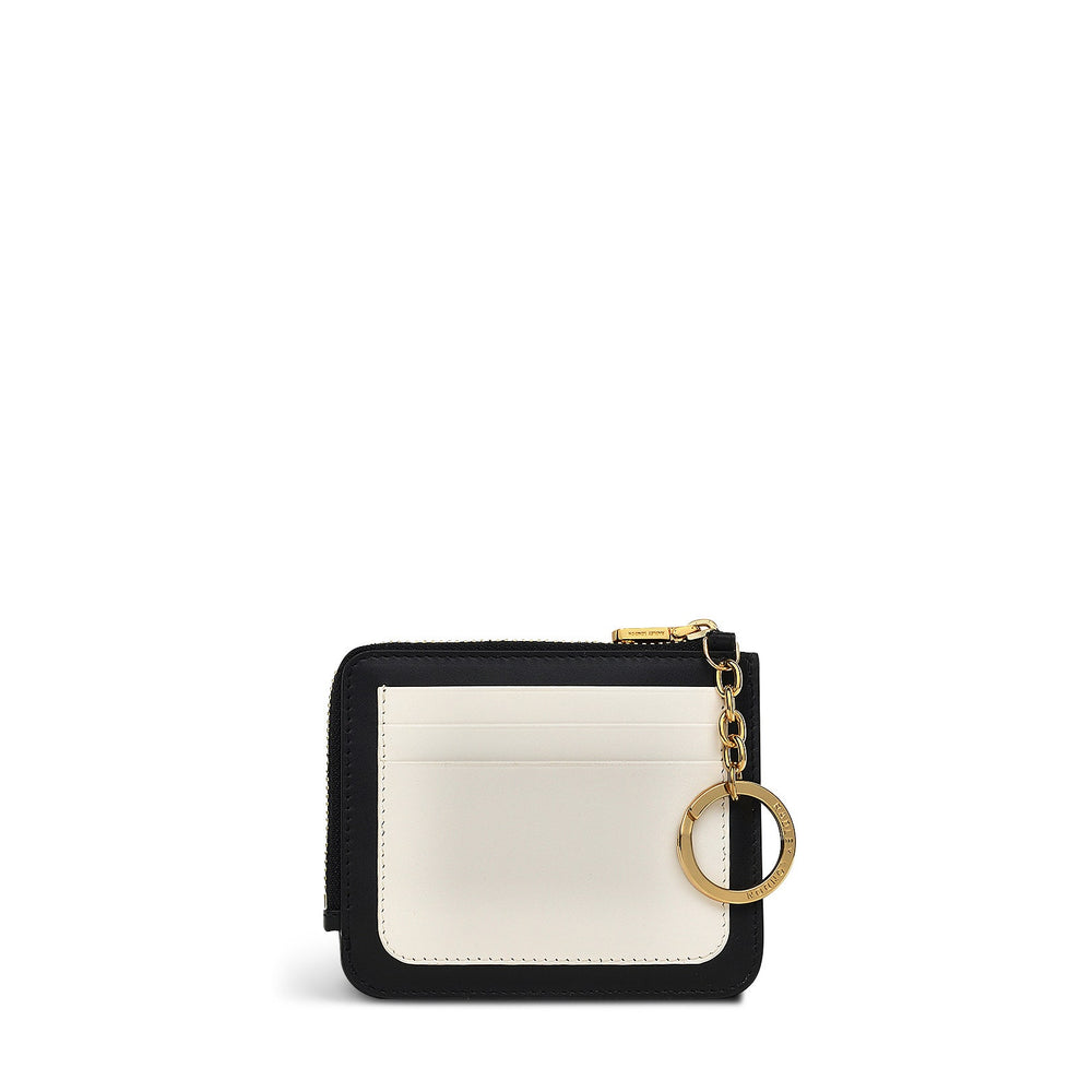 Two Turtle Doves Leather Medium Ziptop Cardholder in Black - S1973001