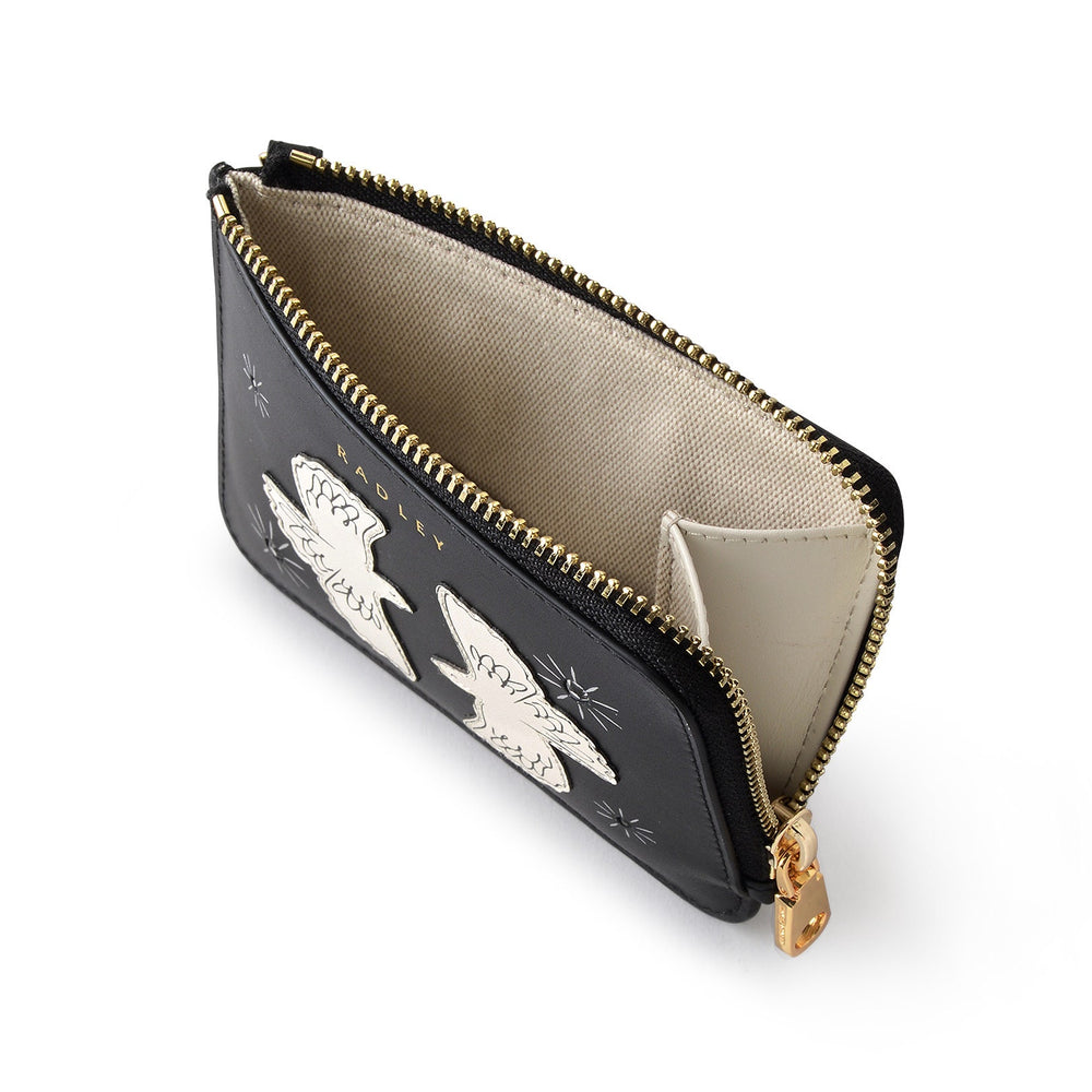 Two Turtle Doves Leather Medium Ziptop Cardholder in Black - S1973001
