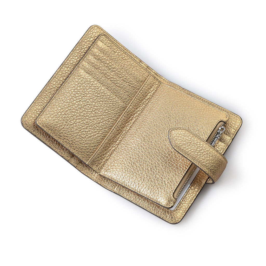 Hillgate Leather Medium Bifold Wallet in Icy Gold - S1975717