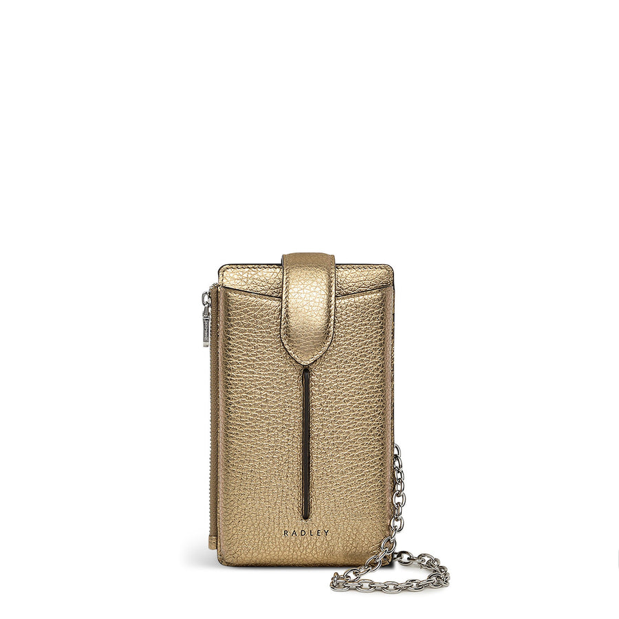 Hillgate Leather Large Phone Crossbody in Icy Gold - S1976717
