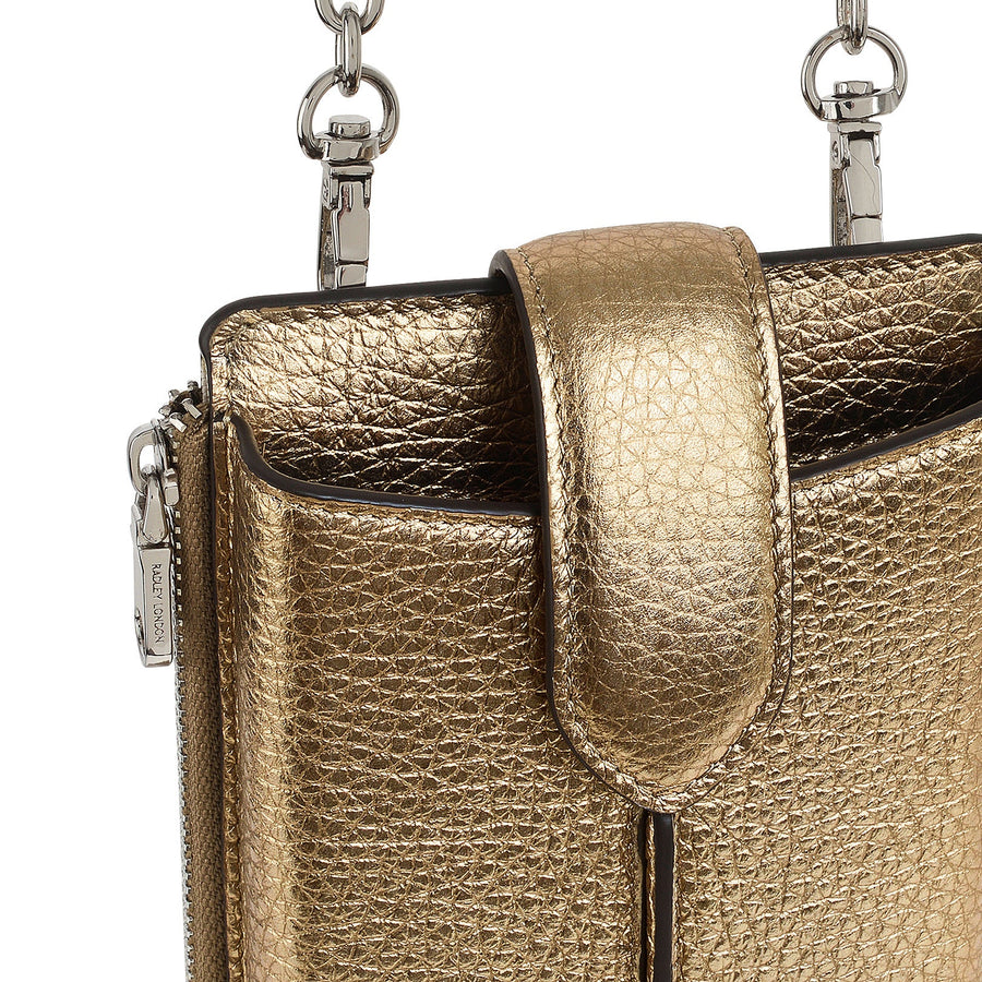 Hillgate Leather Large Phone Crossbody in Icy Gold - S1976717