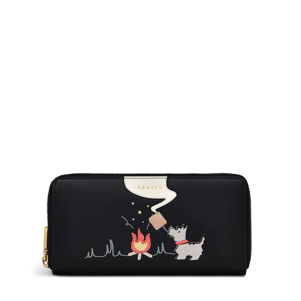 Toasting Marshmallow Leather Large Zip Around Wallet in Black - S1980001