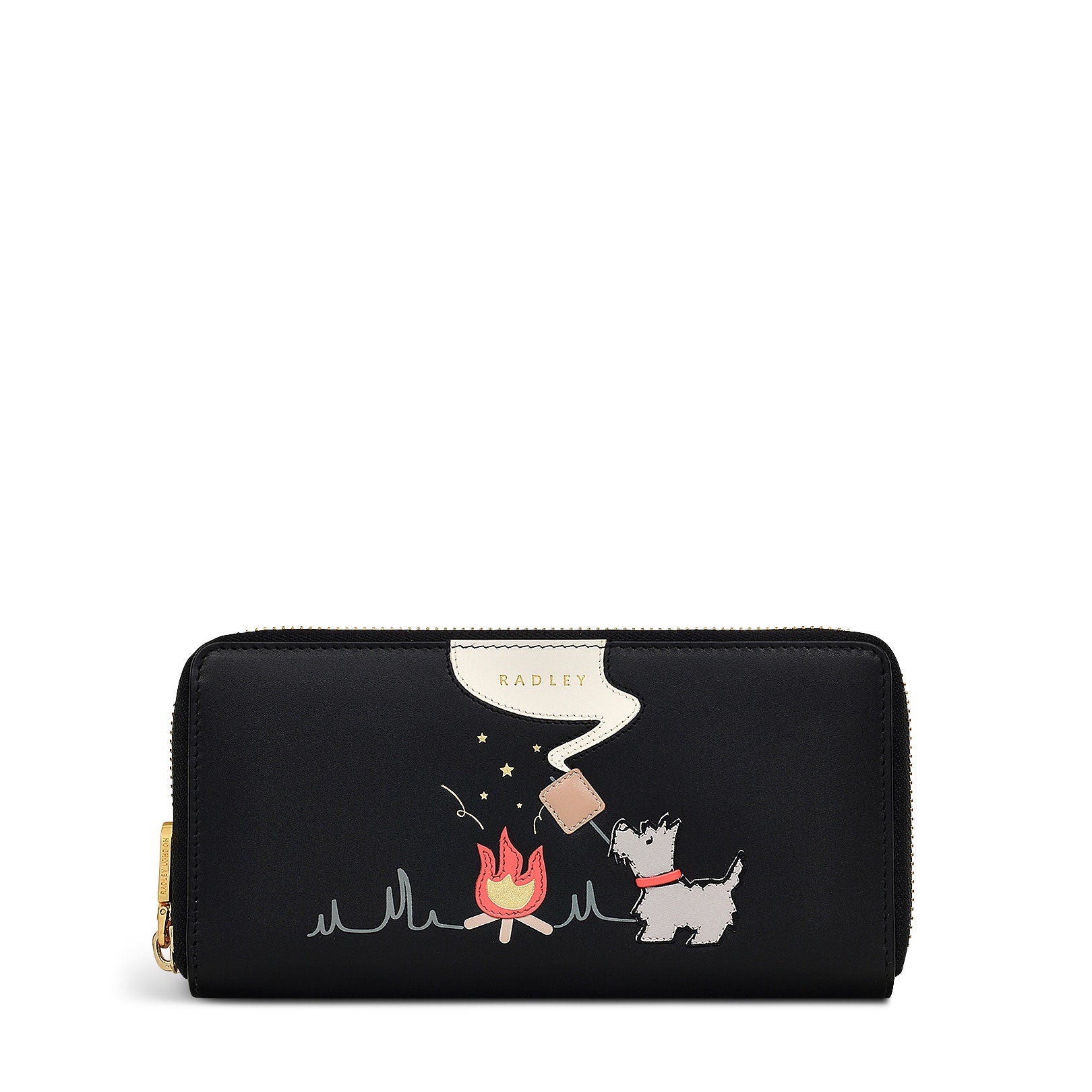 Toasting Marshmallow Leather Large Zip Around Wallet in Black - S1980001
