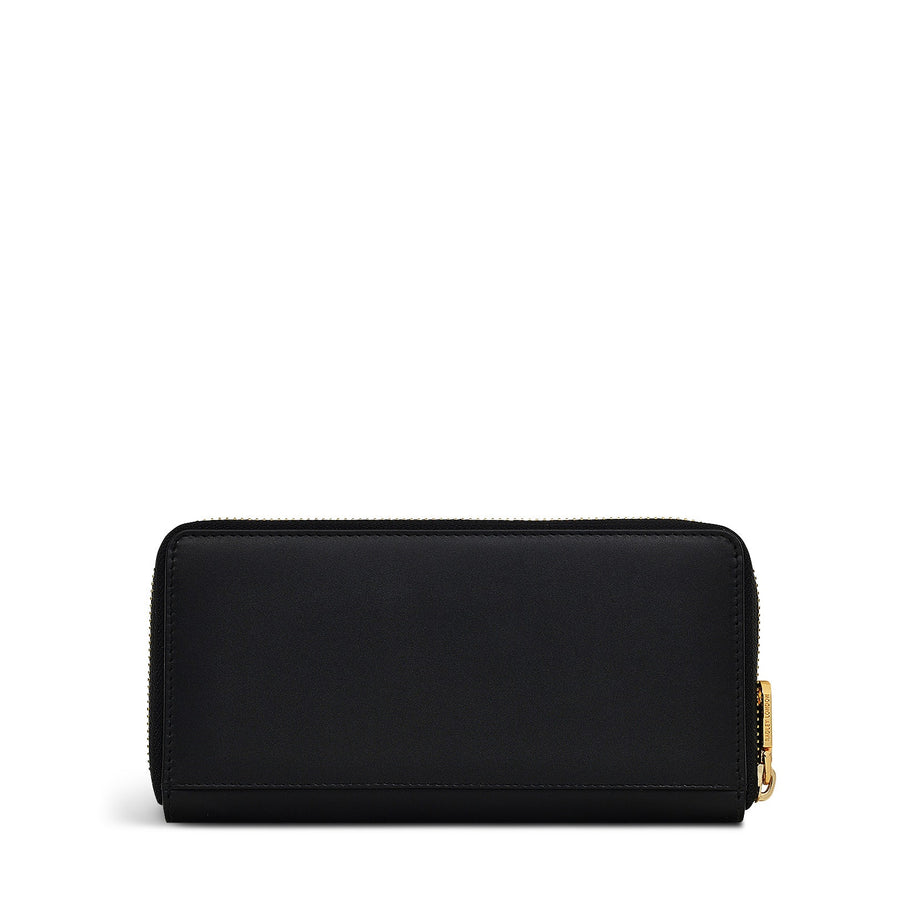Toasting Marshmallow Leather Large Zip Around Wallet in Black - S1980001
