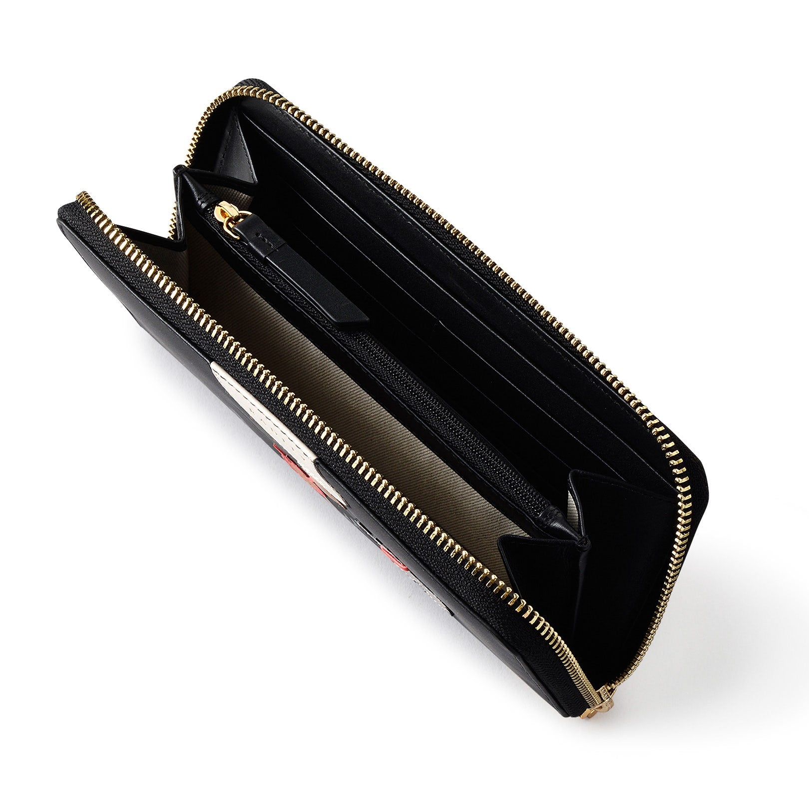 Toasting Marshmallow Leather Large Zip Around Wallet in Black - S1980001