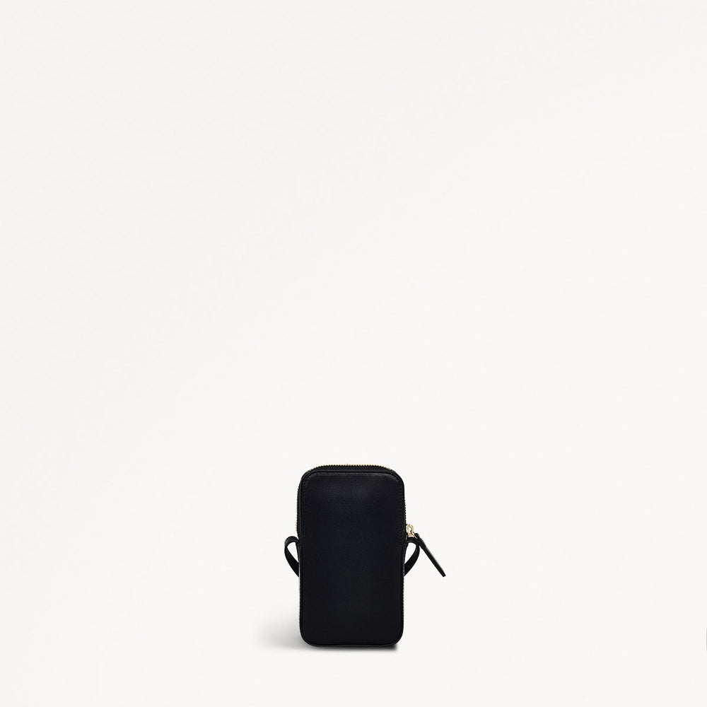 Toasting Marshmallow Leather Medium Zip Around Phone Crossbody in Black - S1985001