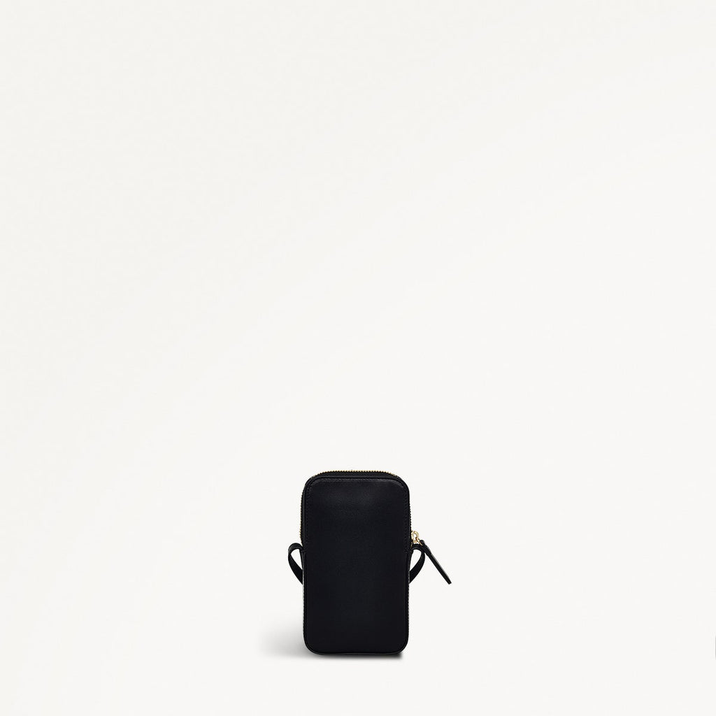 Toasting Marshmallow Leather Medium Zip Around Phone Crossbody in Black - S1985001