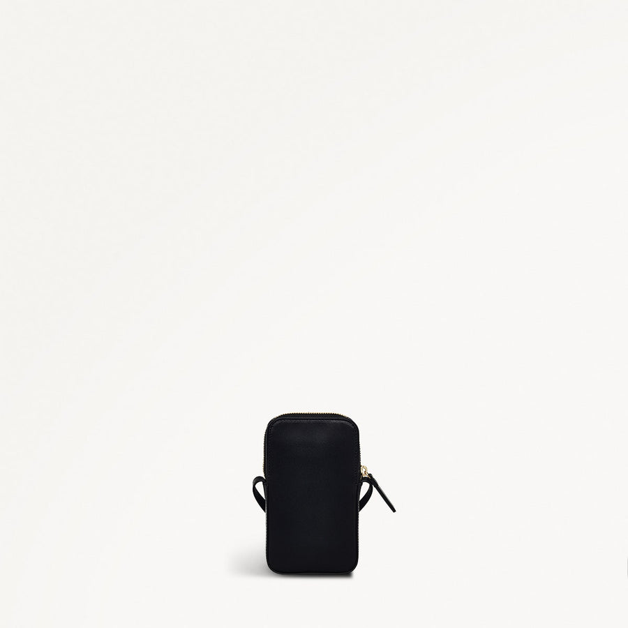 Toasting Marshmallow Leather Medium Zip Around Phone Crossbody in Black - S1985001