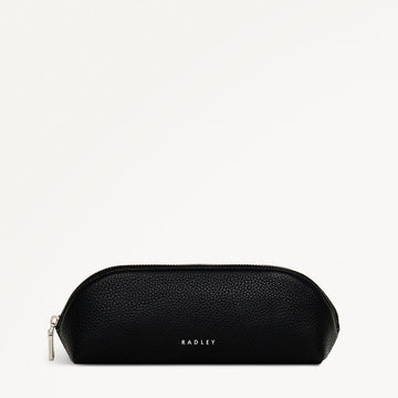 Commute Street Leather Medium Ziptop Pencil Case in Black - S1986001