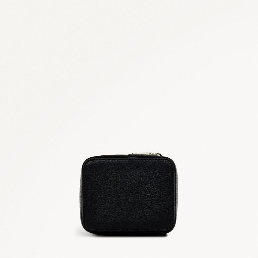 Commute Street Leather Small Zip Around Jewellery Pouch in Black - S1989001