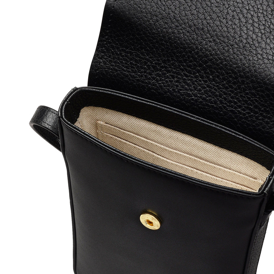 Liverpool Lane Leather Medium Phone Crossbody in Black - S2366001
