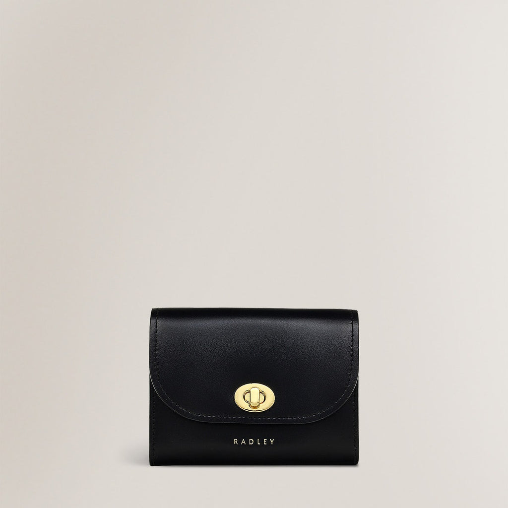 Parliament Hill Leather Medium Flapover Wallet in Black - S2374001