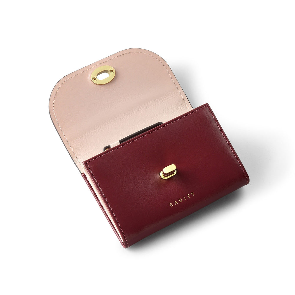 Parliament Hill Leather Medium Flapover Wallet in Merlot - S2376603