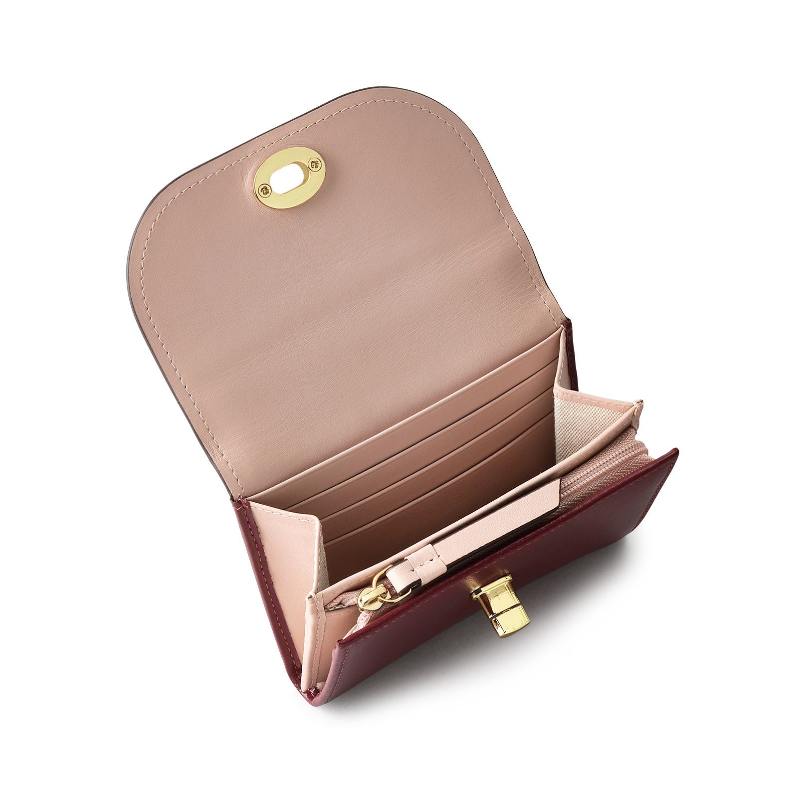 Parliament Hill Leather Medium Flapover Wallet in Merlot - S2376603