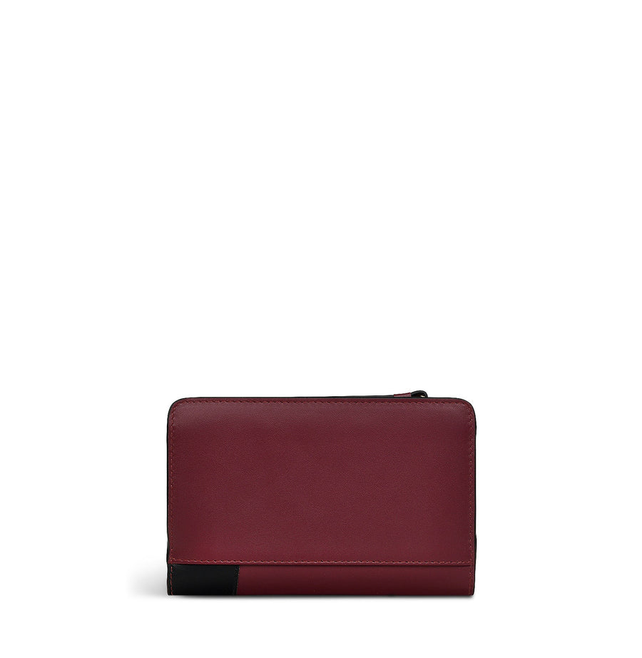 Face To Face Leather Medium Bifold Wallet in Merlot - S2398603