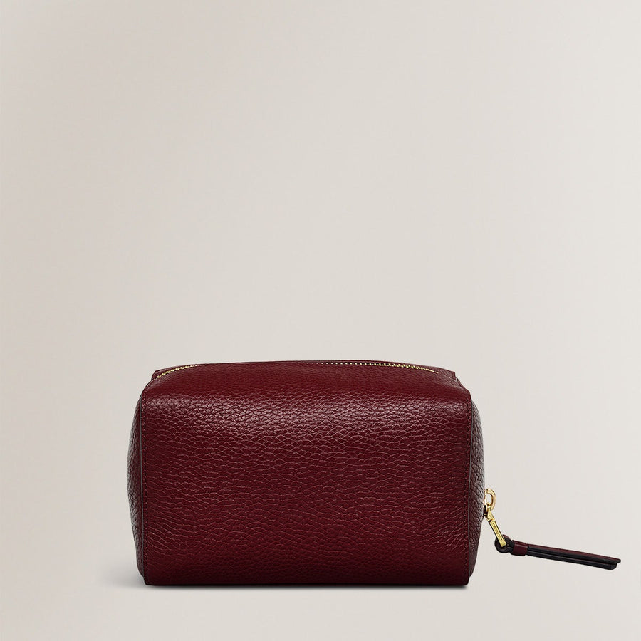 Eltham Mews Leather Medium Ziptop Pouch in Merlot - S2406603
