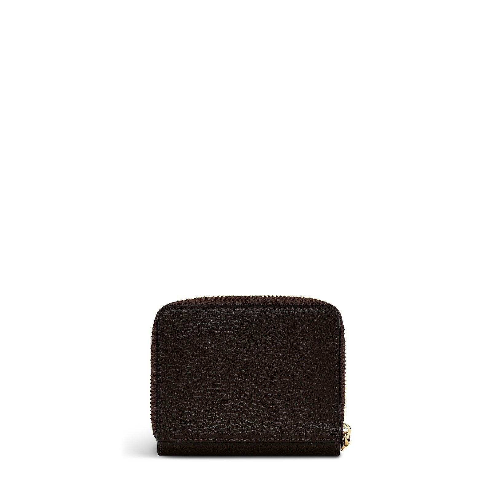 Berners Mews Leather Small Zip Around Wallet in Dark Oak - S2429209