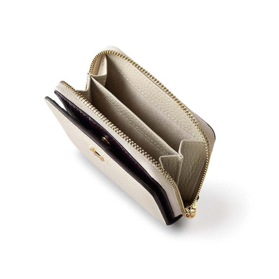 Berners Mews Leather Small Zip Around Wallet in Pumice - S2430065