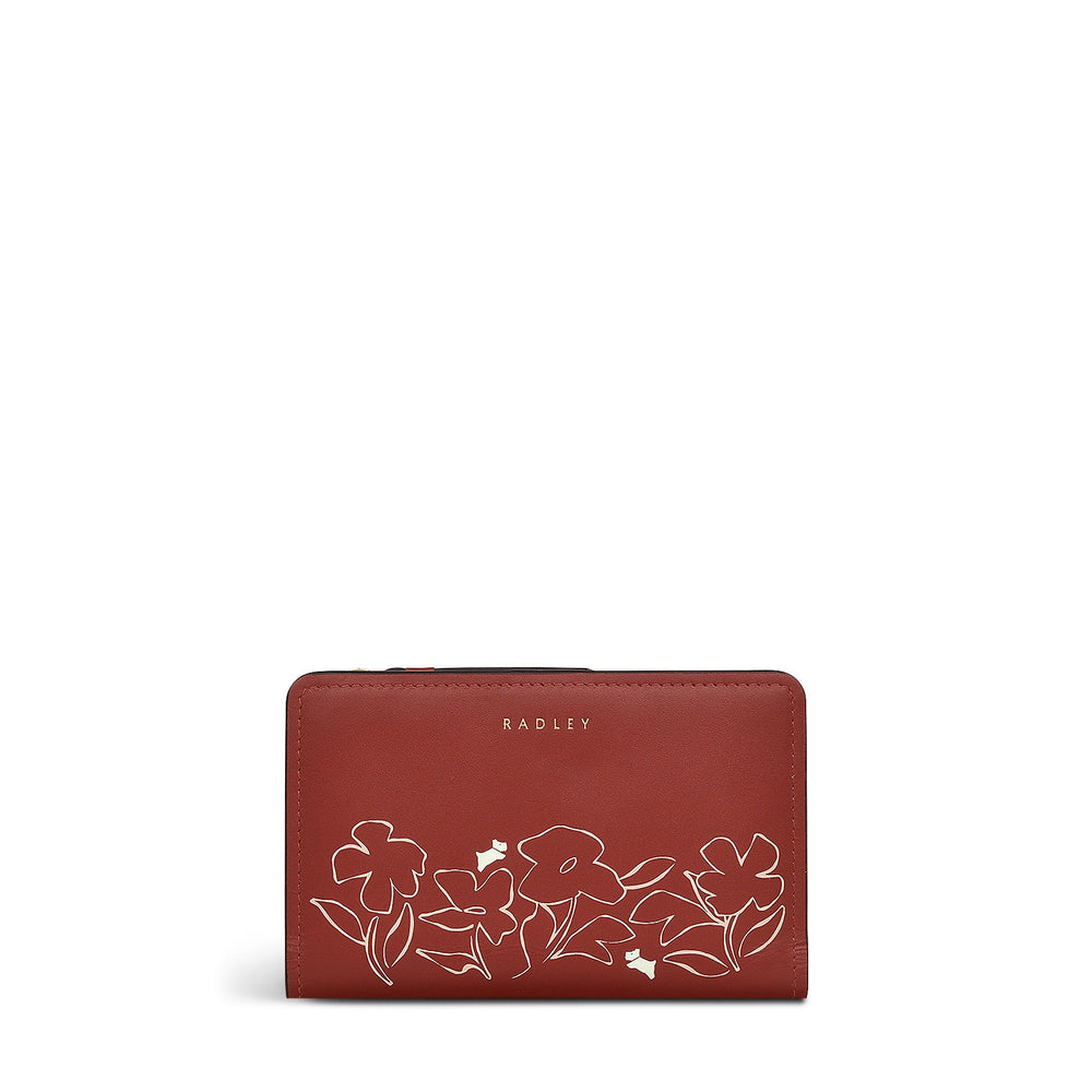 Linear Bloom Leather Medium Bifold Wallet in Rust - S2440939