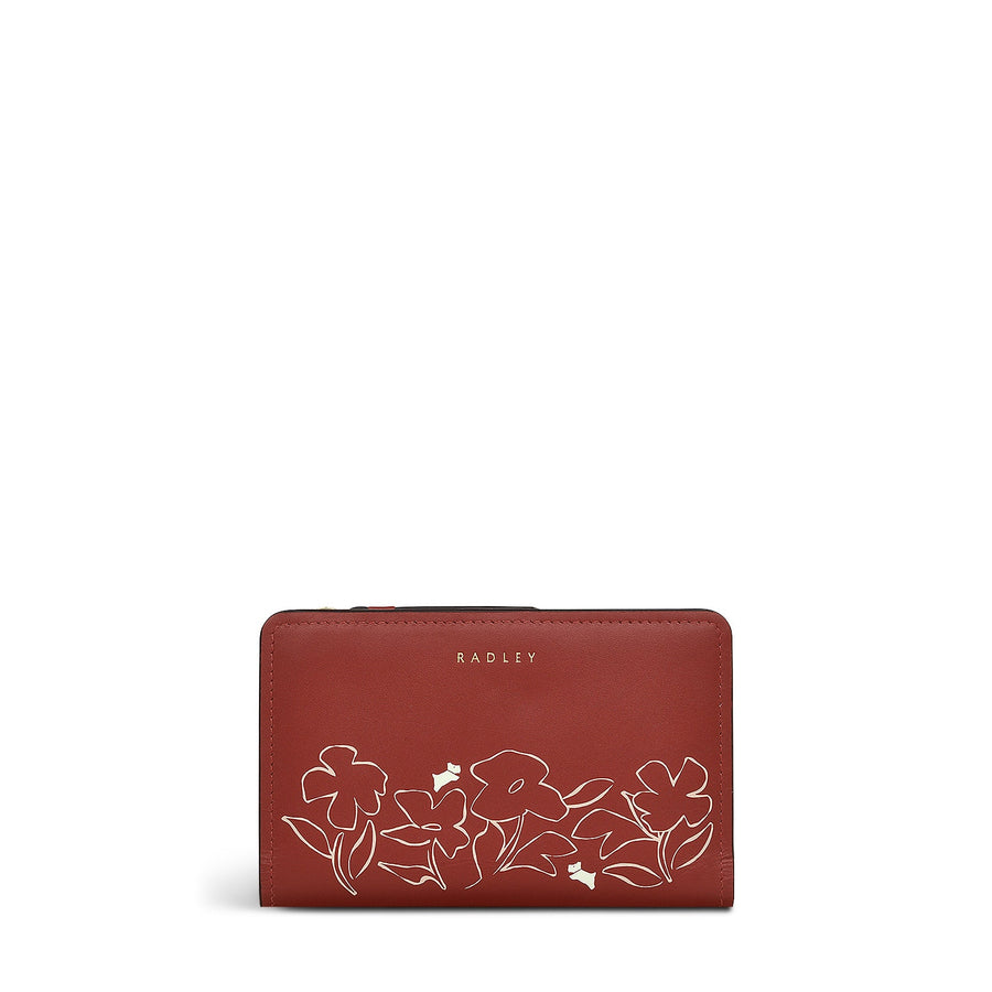 Linear Bloom Leather Medium Bifold Wallet in Rust - S2440939