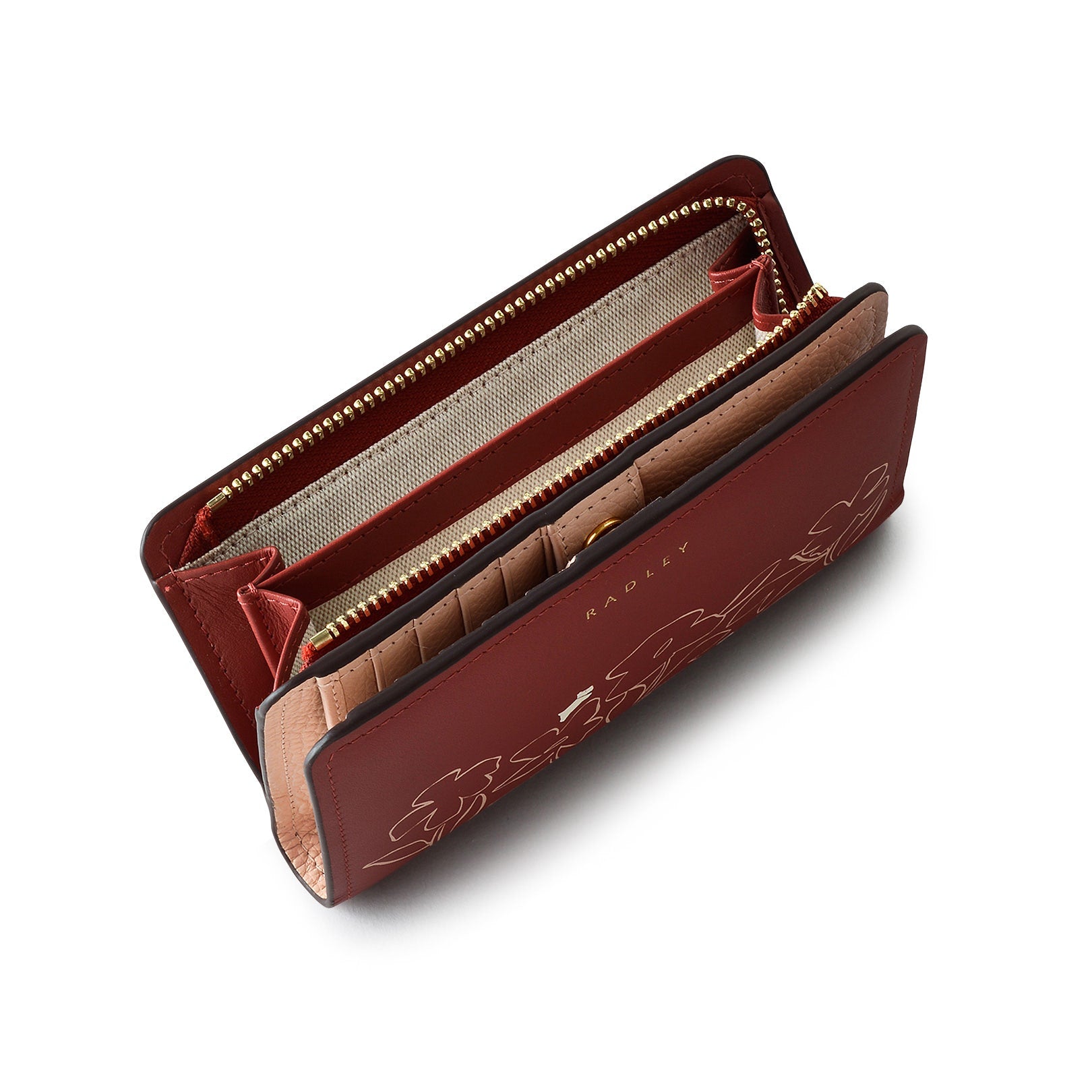 Linear Bloom Leather Medium Bifold Wallet in Rust - S2440939